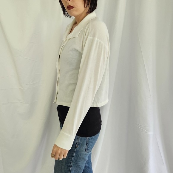 90s White Cropped Boxy Cardigan - Picture 2 of 5
